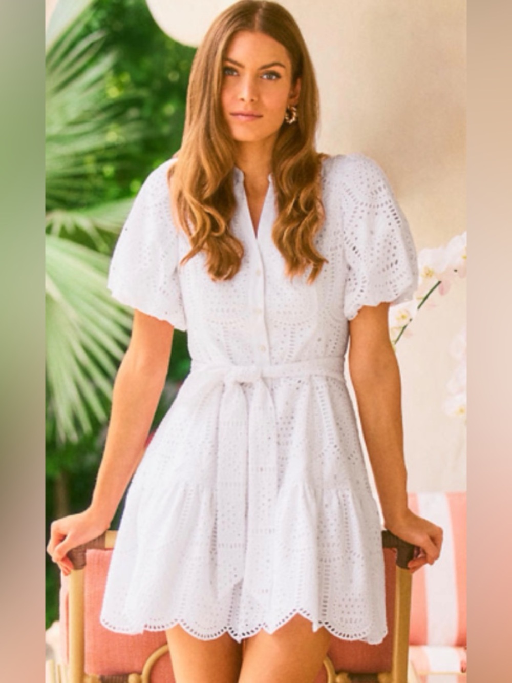Lilly Pulitzer White Eyelet Tie-Waist Mini Dress